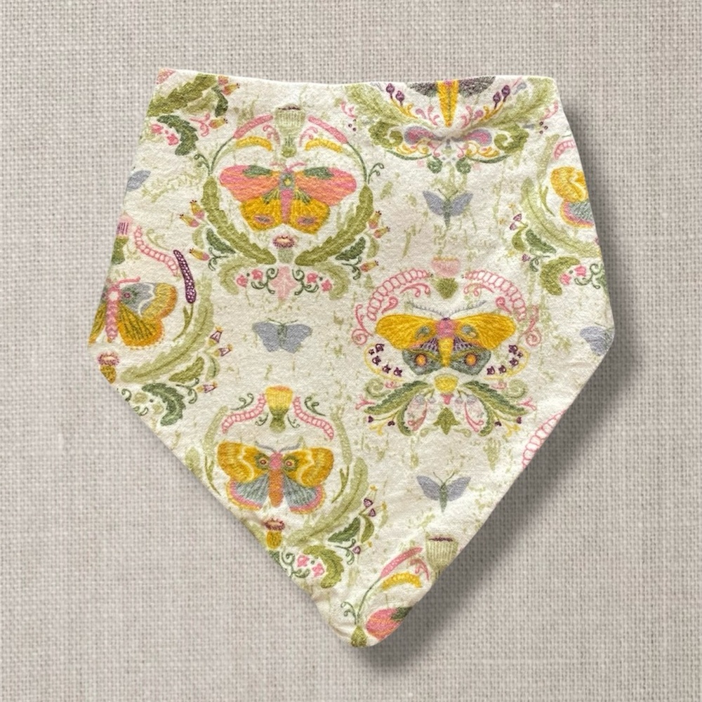 Handmade Small Multicolored Moth Graphic Snap Closure Pet Bandana